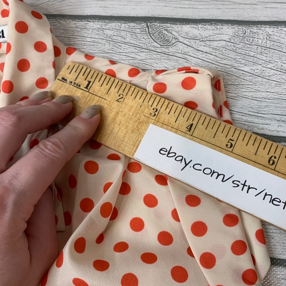 Forever 21 Women's Shirt Size M Cream & Pink Polka Dots Button Down Blouse Belt - Picture 6 of 10